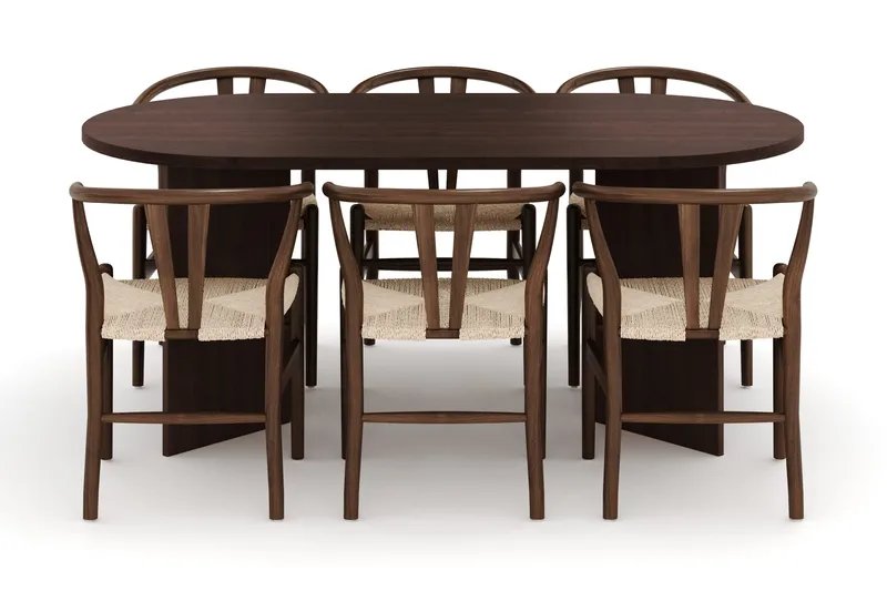 Dano Ruokapöytä 180 cm 6 Dastoori Ruokatuolit - Pähkinä - Huonekalut - Pöytä & ruokailuryhmä - Ruokailuryhmä