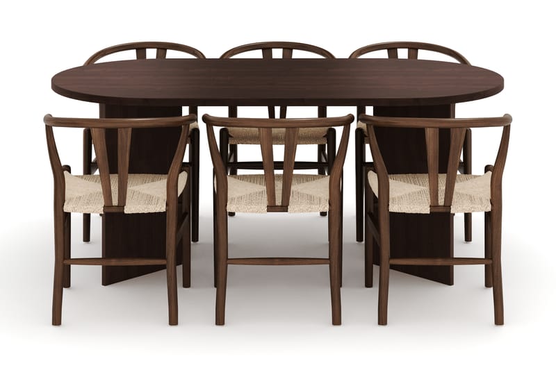 Dano Ruokapöytä 180 cm 6 Dezuid Ruokatuolit - Pähkinä - Huonekalut - Pöytä & ruokailuryhmä - Ruokailuryhmä