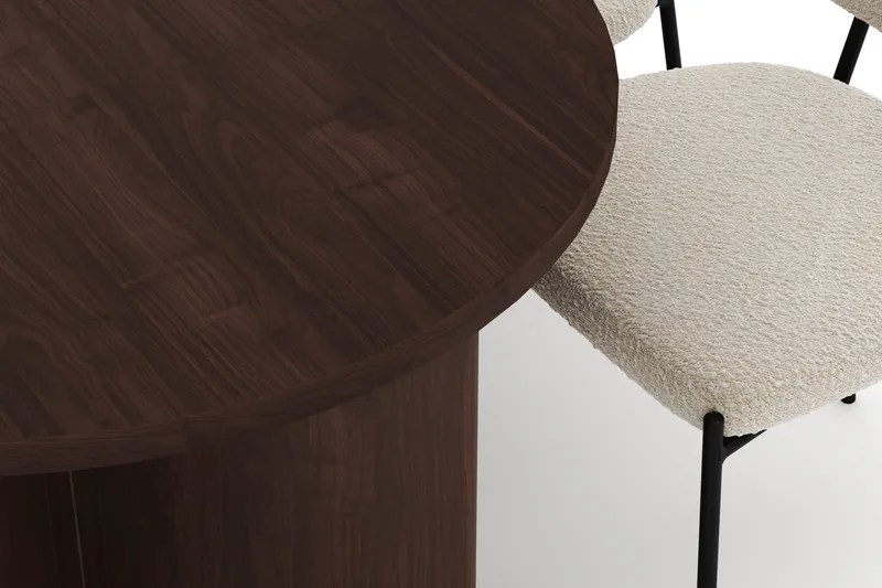 Dano Ruokapöytä 180 cm 6 Gemmiano Ruokatuolit - Pähkinä / Valkoinen Bouclé - Huonekalut - Pöytä & ruokailuryhmä - Ruokailuryhmä