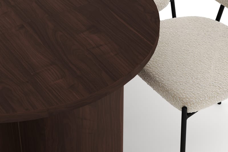 Dano Ruokapöytä 180 cm 6 Heathrow Ruokatuolit - Pähkinä / Valkoinen Bouclé - Huonekalut - Pöytä & ruokailuryhmä - Ruokailuryhmä