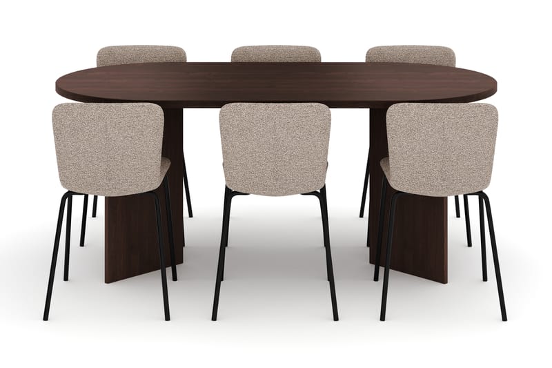 Dano Ruokapöytä 180 cm 6 Katy Ruokatuolit - Pähkinä / Greige - Huonekalut - Pöytä & ruokailuryhmä - Ruokailuryhmä