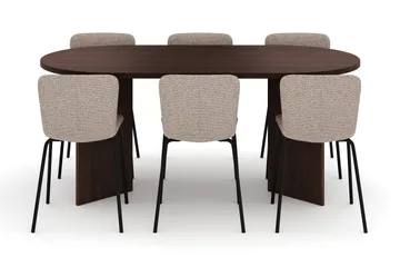Dano Ruokapöytä 180 cm 6 Katy Ruokatuolit - Pähkinä / Greige - Huonekalut - Pöytä & ruokailuryhmä - Ruokailuryhmä