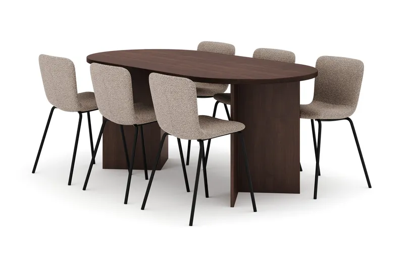 Dano Ruokapöytä 180 cm 6 Katy Ruokatuolit, Pähkinä / Greige