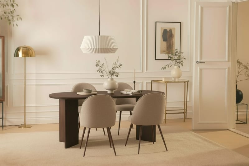 Dano Ruokapöytä 180 cm 6 Naira Plus Ruokatuolit - Pähkinä / Greige - Huonekalut - Pöytä & ruokailuryhmä - Ruokailuryhmä