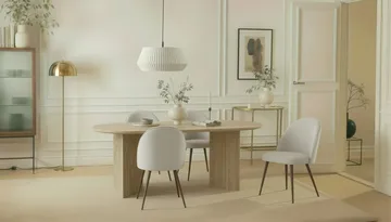 Dano Ruokapöytä 180 cm 6 Naira Plus Ruokatuolit - Travertiini / Valkoinen - Huonekalut - Pöytä & ruokailuryhmä - Ruokailuryhm ä