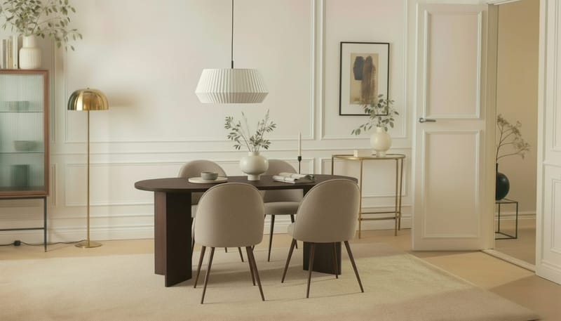 Dano Ruokapöytä 180 cm 6 Naira Plus Ruokatuolit - Pähkinä / Greige - Huonekalut - Pöytä & ruokailuryhmä - Ruokailuryhmä