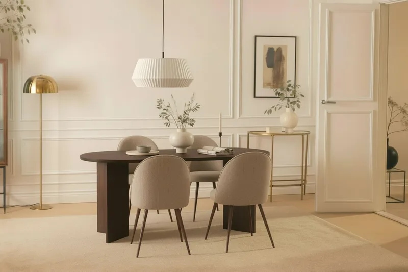 Dano Ruokapöytä 180 cm 6 Naira Plus Ruokatuolit - Pähkinä / Greige - Huonekalut - Pöytä & ruokailuryhmä - Ruokailuryhmä