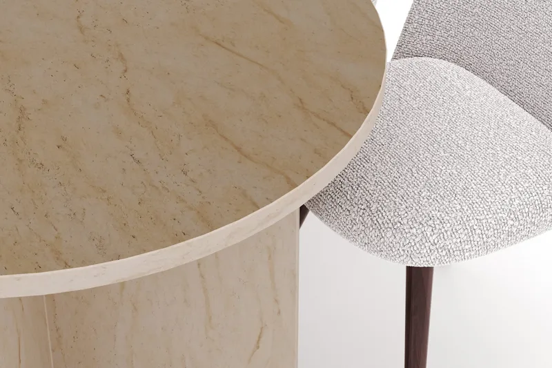 Dano Ruokapöytä 180 cm 6 Naira Plus Ruokatuolit - Travertiini / Valkoinen - Huonekalut - Pöytä & ruokailuryhmä - Ruokailuryhmä