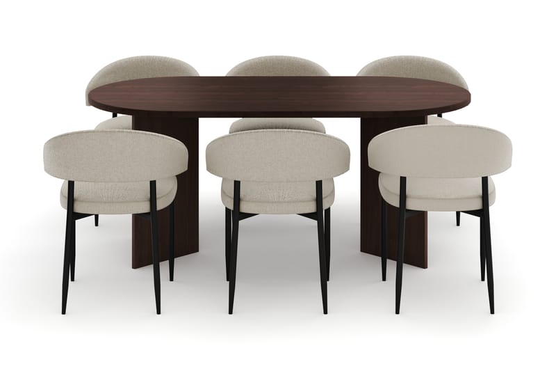Dano Ruokapöytä 180 cm 6 Sawako Ruokatuolit - Pähkinä / Beige - Huonekalut - Pöytä & ruokailuryhmä - Ruokailuryhmä