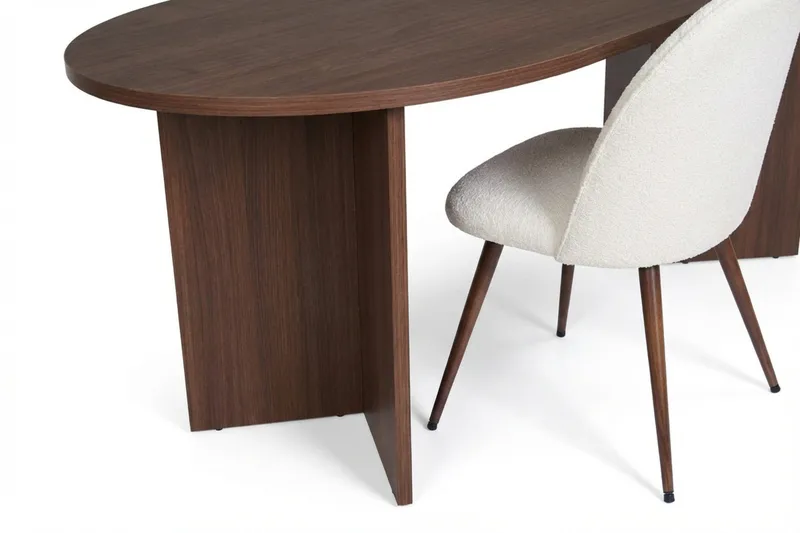 Dano Ruokapöytä 180 cm ja 4 Nibe Plus Ruokatuolia - Valkoinen/Ruskea - Huonekalut - Pöytä & ruokailuryhmä - Ruokailuryhmä