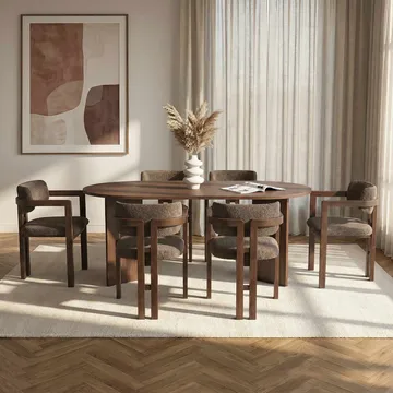 Dano Ruokapöytä 180 cm ja 6 Bonavista Tuolia - Milano Walnut, Dark Walnut, Brown - Huonekalut - Pöytä & ruokailuryhmä - Ruokailuryhmä
