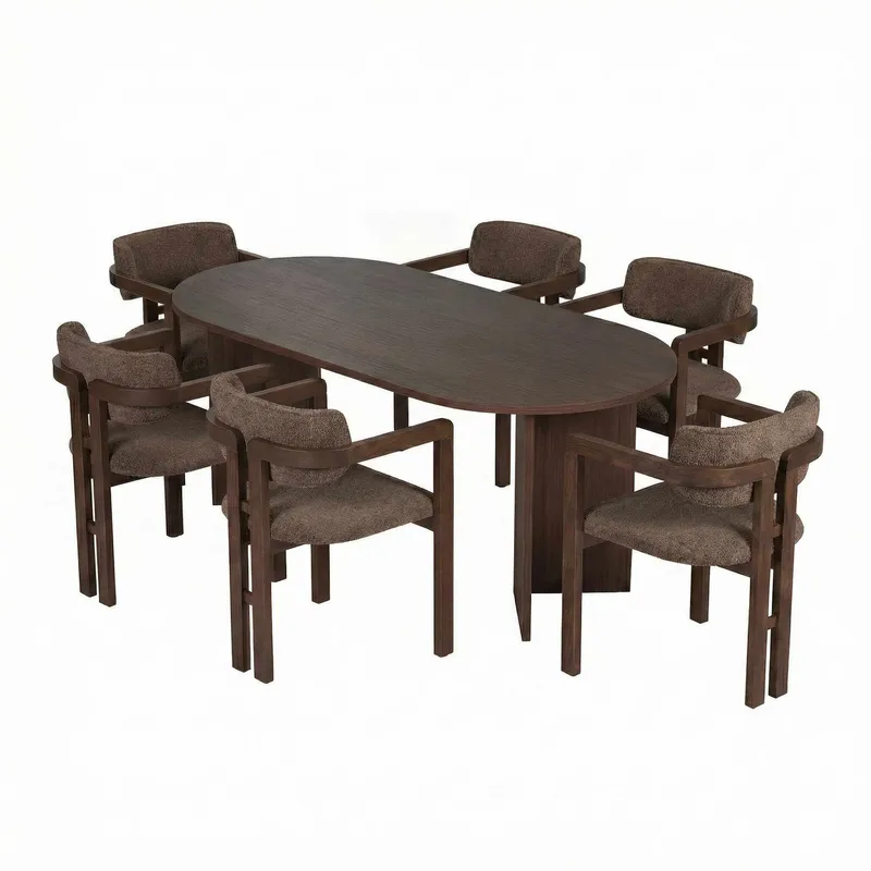 Dano Ruokapöytä 180 cm ja 6 Bonavista Tuolia - Milano Walnut, Dark Walnut, Brown - Huonekalut - Pöytä & ruokailuryhmä - Ruokailuryhmä