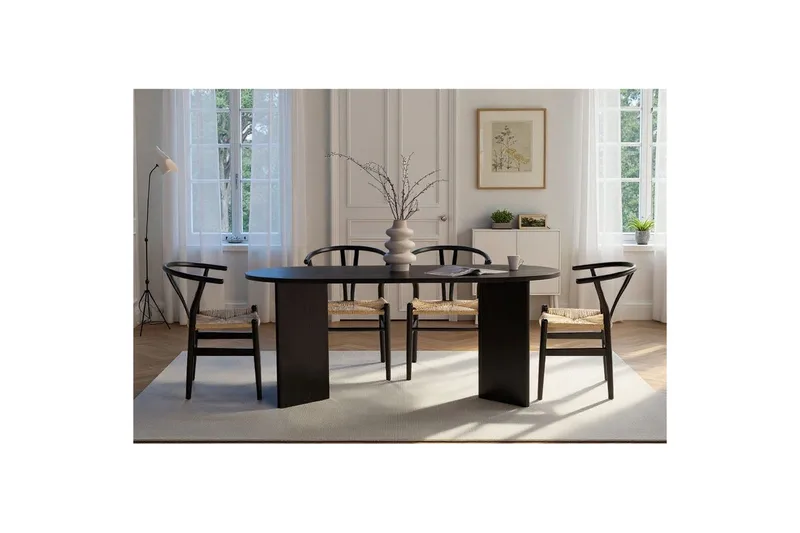 Dano Ruokapöytä 180 cm Soikea - Luonnonväri/Musta - Huonekalut - Pöytä & ruokailuryhmä - Ruokapöydät & keittiön pöydät