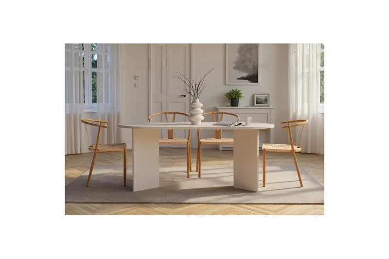 Dano Ruokapöytä 180 cm Soikea - Luonnonväri/Valkoinen - Huonekalut - Pöytä & ruokailuryhmä - Ruokapöydät & keittiön pöydät