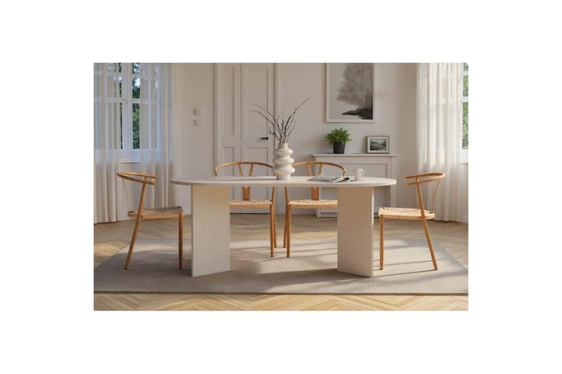 Dano Ruokapöytä 180 cm Soikea - Luonnonväri/Valkoinen - Huonekalut - Pöytä & ruokailuryhmä - Ruokapöydät & keittiön pöydät