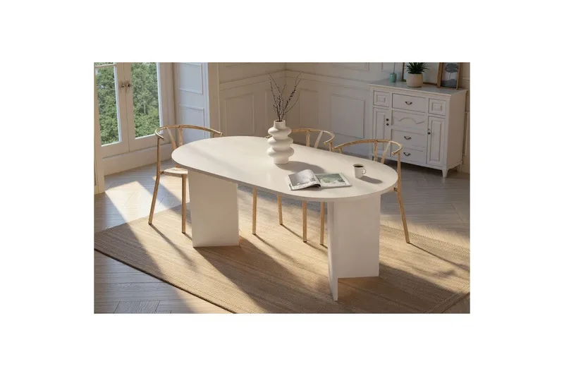 Dano Ruokapöytä 180 cm Soikea - Luonnonväri/Valkoinen - Huonekalut - Pöytä & ruokailuryhmä - Ruokapöydät & keittiön pöydät