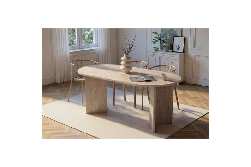 Dano Ruokapöytä 180 cm Soikea - Taupe - Huonekalut - Pöytä & ruokailuryhmä - Ruokapöydät & keittiön pöydät