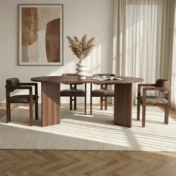 Dano-ruokapöytä- ja tuolisetti 180x75x90 cm, 5 osaa - Milano-pähkinä, tumma pähkinä, ruskea - Huonekalut - Pöytä & ruokailuryhmä - Ruokailuryhmä