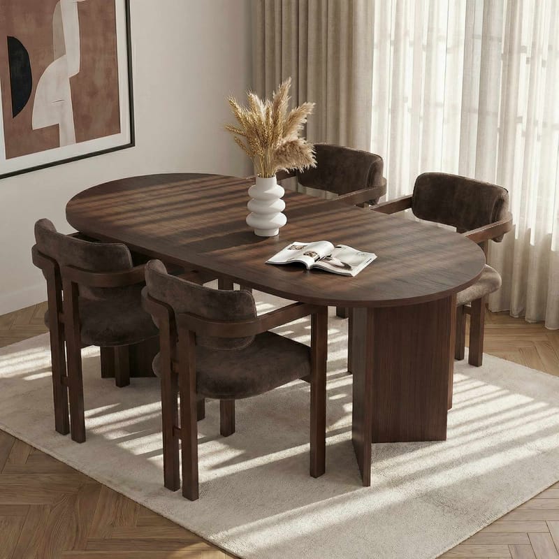 Dano ruokapöytä- ja tuolisetti 180x75x90 cm 5 osaa - Milano Walnut, Dark Walnut, Brown - Huonekalut - Pöytä & ruokailuryhmä - Ruokailuryhmä