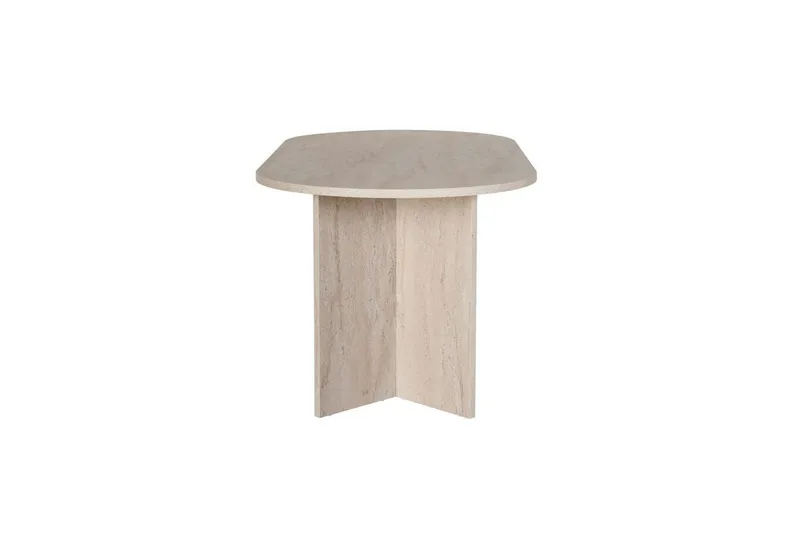 Dano soikea ruokapöytä 180x90 cm travertiinin näköisellä pinnalla - Beige - Huonekalut - Pöytä & ruokailuryhmä - Ruokapöydät & keittiön pöydät