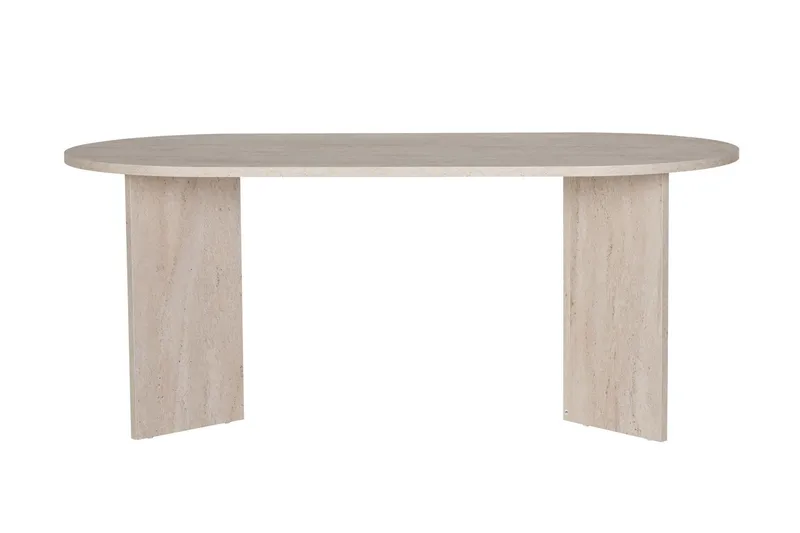 Dano soikea ruokapöytä 180x90 cm travertiinin näköisellä pinnalla - Beige - Huonekalut - Pöytä & ruokailuryhmä - Ruokapöydät & keittiön pöydät