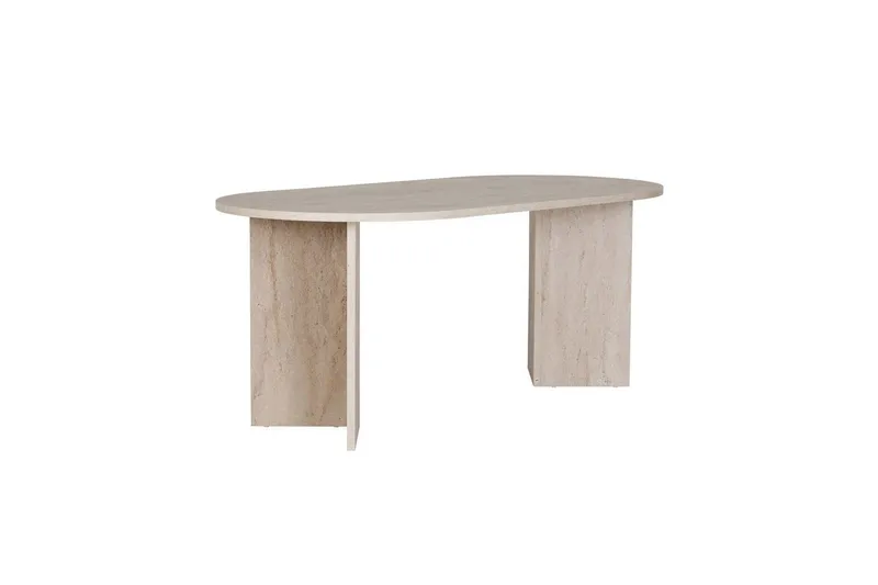 Dano soikea ruokapöytä 180x90 cm travertiinin näköisellä pinnalla - Beige - Huonekalut - Pöytä & ruokailuryhmä - Ruokapöydät & keittiön pöydät
