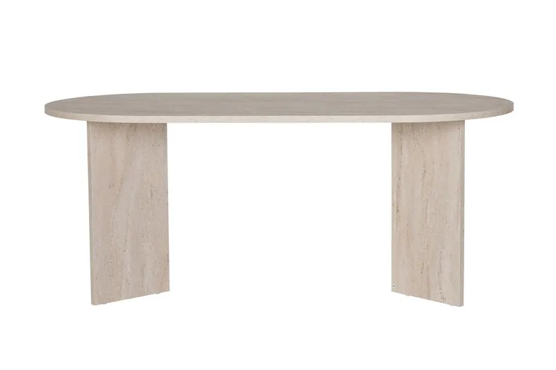 Dano soikea ruokapöytä 180x90 cm travertiinin näköisellä pinnalla - Beige - Huonekalut - Pöytä & ruokailuryhmä - Ruokapöydät & keittiön pöydät