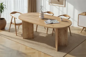 Dano soikea ruokapöytä 180x90 cm puu- ja tammijäljitelmällä - Beige - Huonekalut - Pöytä & ruokailuryhmä - Ruokapöydät & keittiön pöydät