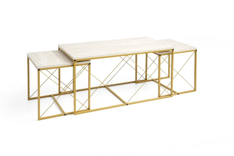 Defneia Sohvapöytä 100 cm, Kulta/Marmori