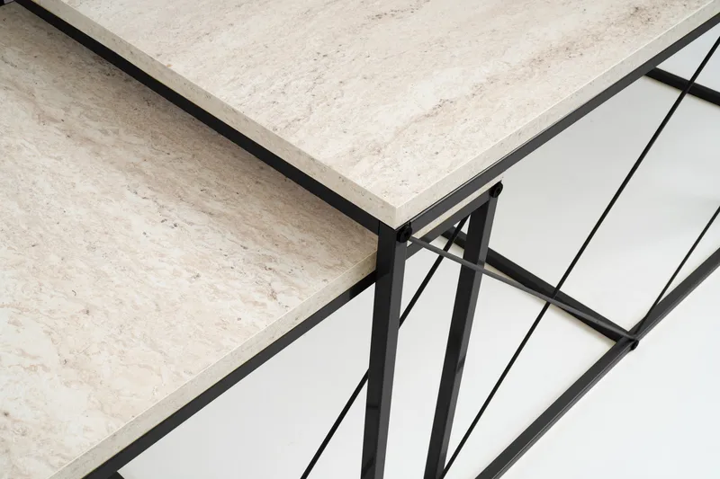 Defneia Sohvapöytä 100 cm - Musta/Marmori - Huonekalut - Pöytä & ruokailuryhmä - Apupöytä & sivupöytä - Sarjapöytä
