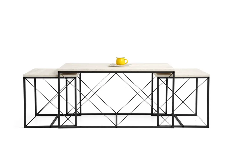 Defneia Sohvapöytä 100 cm - Musta/Marmori - Huonekalut - Pöytä & ruokailuryhmä - Apupöytä & sivupöytä - Sarjapöytä