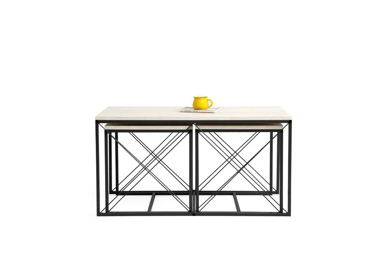 Defneia Sohvapöytä 100 cm - Musta/Marmori - Huonekalut - Pöytä & ruokailuryhmä - Apupöytä & sivupöytä - Sarjapöytä