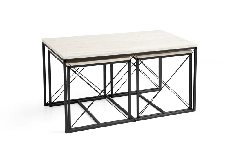 Defneia Sohvapöytä 100 cm - Musta/Marmori - Huonekalut - Pöytä & ruokailuryhmä - Apupöytä & sivupöytä - Sarjapöytä