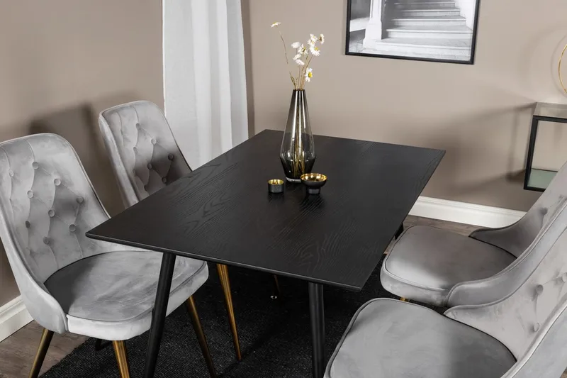Dipp-ruokapöytä 120 cm ja 4 Velvet Deluxe -samettituolia