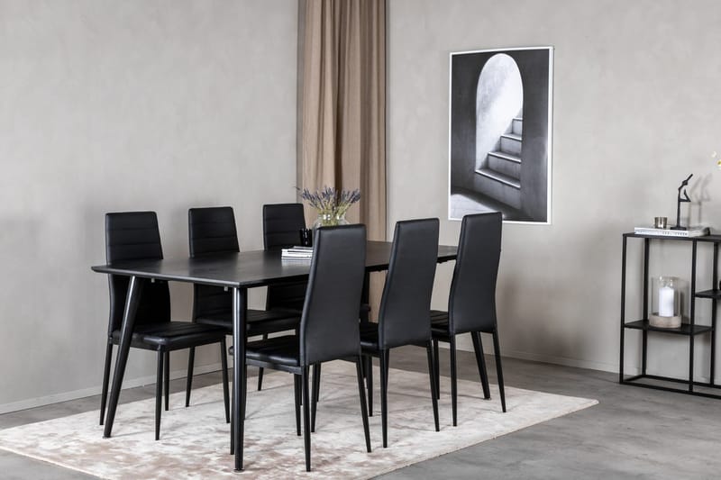 Dipp-ruokapöytä 180 cm ja 6 Slim-ruokatuolia