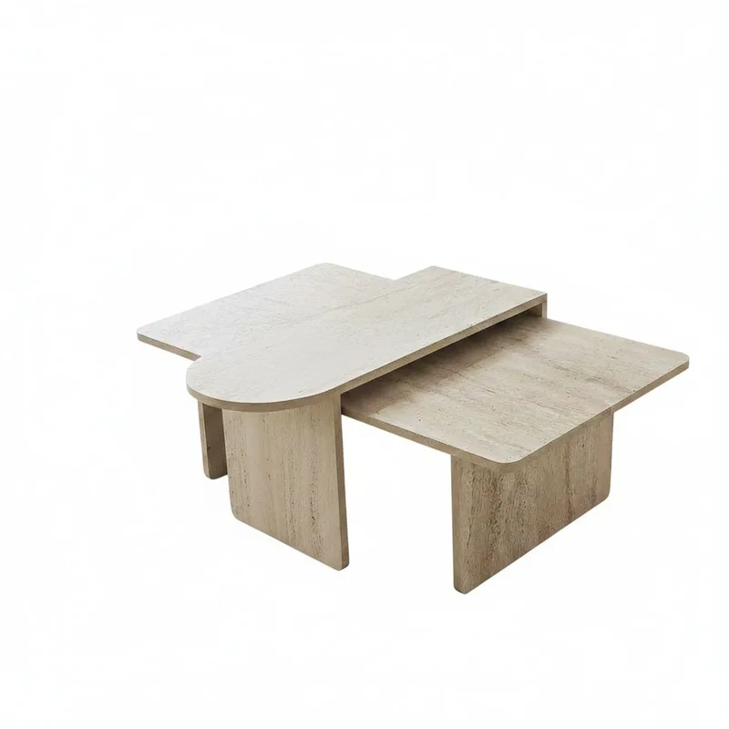 Djarhint Sohvapöytäsarja 82 cm, Pronssi ja travertiini