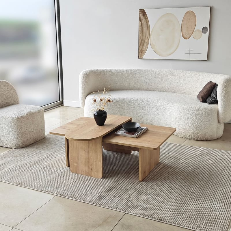 Djarhint Sohvapöytäsarja 82 cm - Pronssi ja Sapphire Oak - Huonekalut - Pöytä & ruokailuryhmä - Sohvapöytä