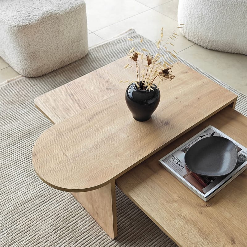 Djarhint Sohvapöytäsarja 82 cm - Pronssi ja Sapphire Oak - Huonekalut - Pöytä & ruokailuryhmä - Sohvapöytä