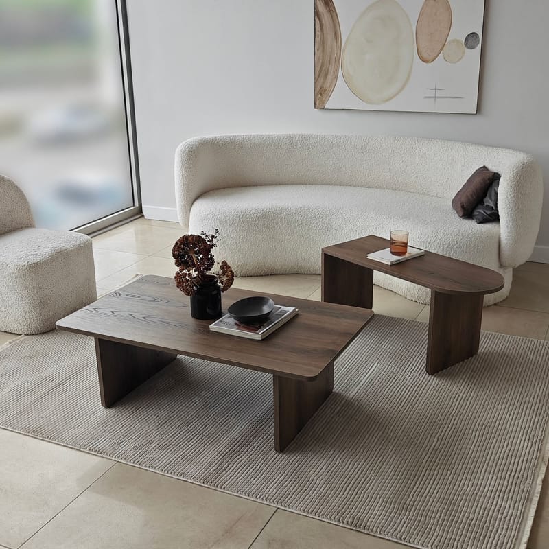 Djarhint Sohvapöytäsarja 82 cm - Pronssi ja pähkinä - Huonekalut - Pöytä & ruokailuryhmä - Sohvapöytä