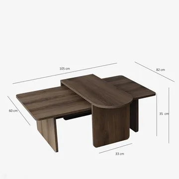 Djarhint Sohvapöytäsarja 82 cm - Pronssi/pähkinä - Huonekalut - Pöytä & ruokailuryhmä - Sohvapöytä