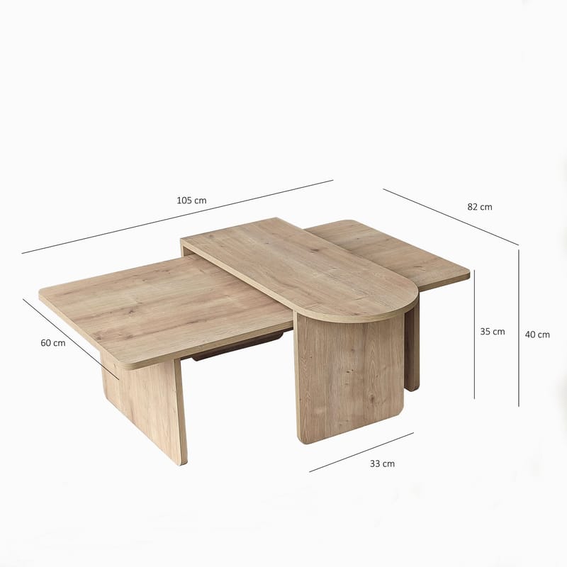 Djarhint Sohvapöytäsarja 82 cm - Pronssi ja Sapphire Oak - Huonekalut - Pöytä & ruokailuryhmä - Sohvapöytä