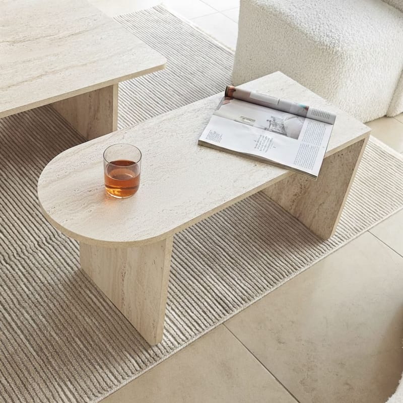 Djarhint Sohvapöytäsarja 82 cm - Pronssi ja travertiini - Huonekalut - Pöytä & ruokailuryhmä - Sohvapöytä