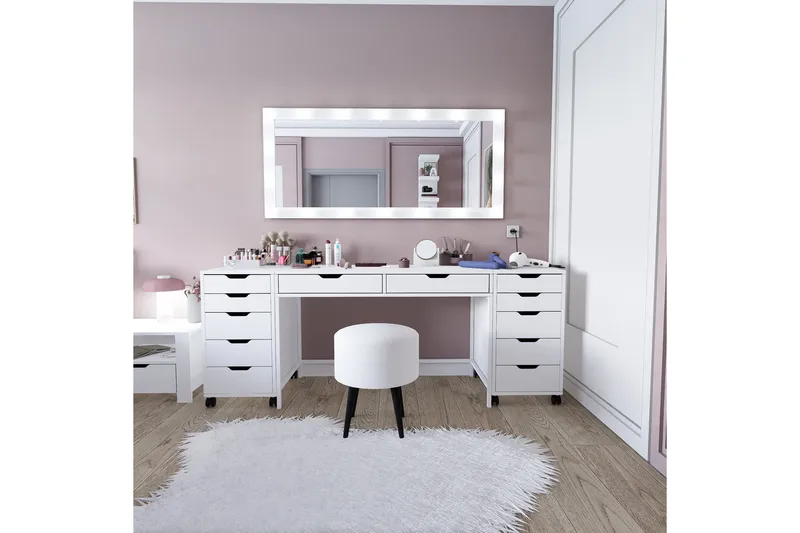 Durusu Kampauspöytä 200 cm, Matta valkoinen