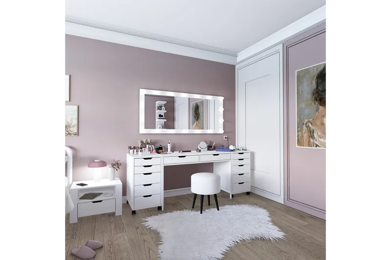 Durusu Kampauspöytä 200 cm - Matta valkoinen - Huonekalut - Pöytä & ruokailuryhmä - Meikki- & kampauspöydät