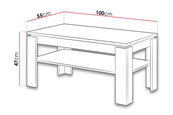 Duvetorp Sohvapöytä 100 cm Säilytyksellä Hylly - Valkoinen/Grafiitinharmaa - Sohvapöytä