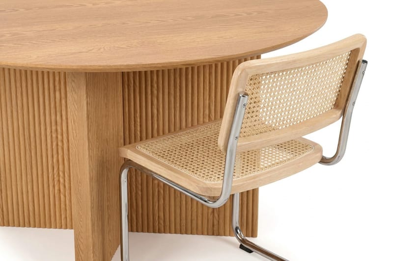 Edda-ruokailuryhmä, pyöreä 150 cm, tammi, 6 Build-ruokatuolilla - Tammi - Huonekalut - Pöytä & ruokailuryhmä - Ruokailuryhmä