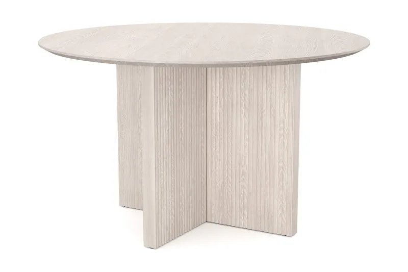Edda Pyöreä Ruokapöytä 130 cm Viilu, Valkolaserattu
