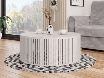 Elenio 75 cm pyöreä sohvapöytä puuta ja metallia - Beige - Huonekalut - Pöytä & ruokailuryhmä - Sohvapöytä