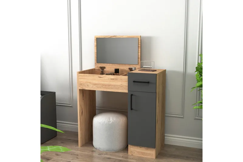 Elgar Kampauspöytä 77 cm - Ruskea/Antrasiitti - Huonekalut - Pöytä & ruokailuryhmä - Meikki- & kampauspöydät