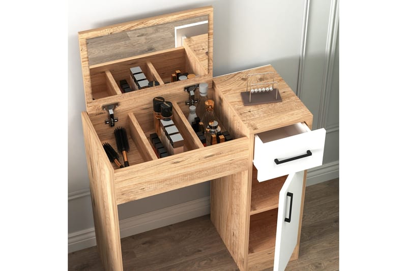 Elgar Kampauspöytä 77 cm - Ruskea/Valkoinen - Huonekalut - Pöytä & ruokailuryhmä - Meikki- & kampauspöydät